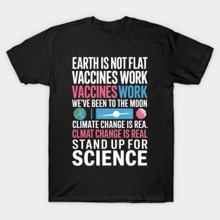 Earth Is Not Flat Vaccines Work Climate Change Earth Day T-Shirt